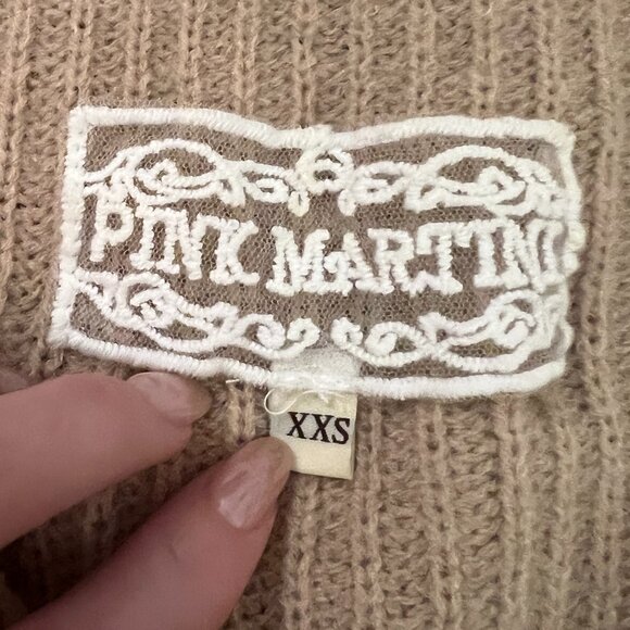 PINK MARTINI - Amy Button-Up Two-Toned Knit Sweater - Taupe/Cream - XXS - Picture 7 of 10